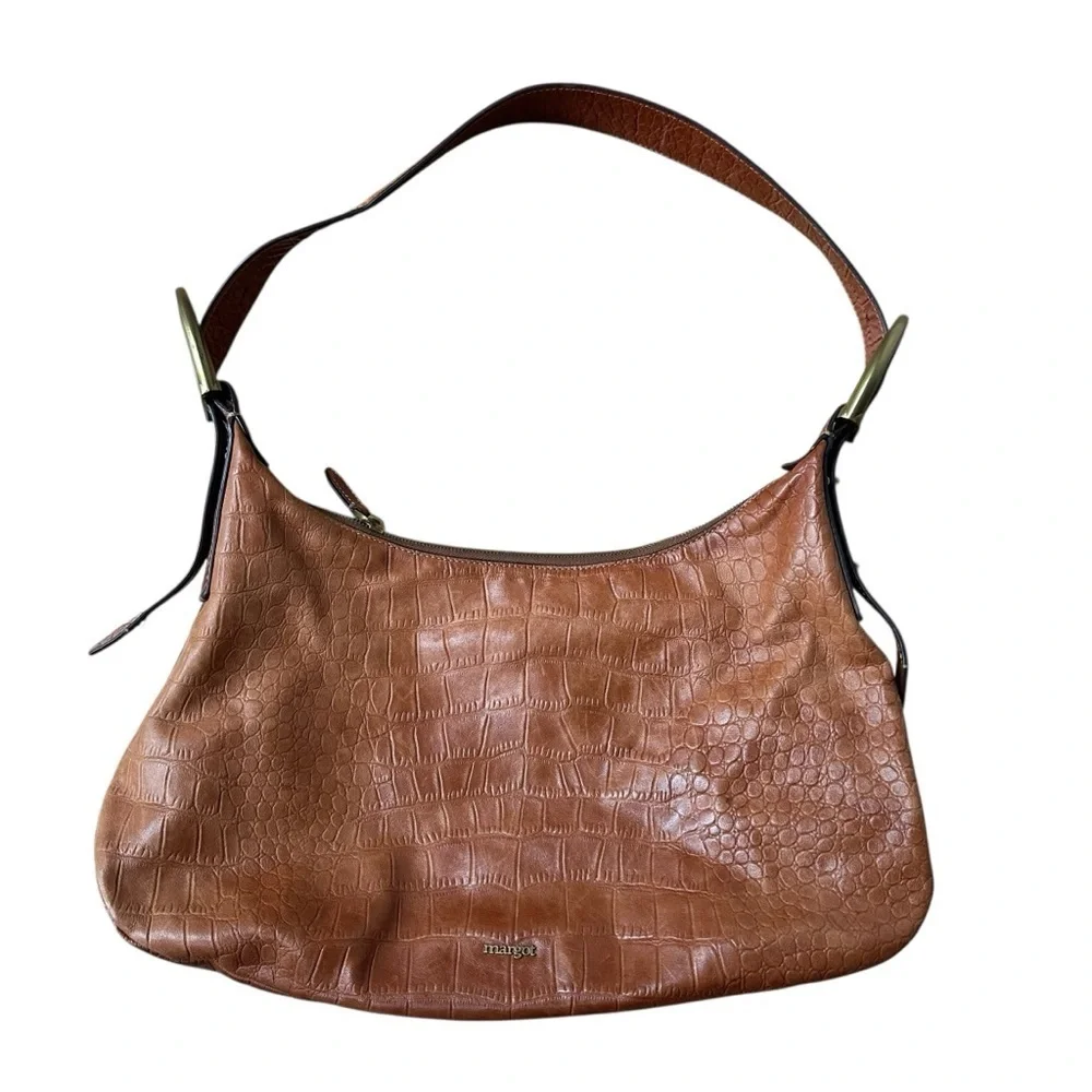 Margot Alexandra Stirrup Leather Hobo Bag, Brown